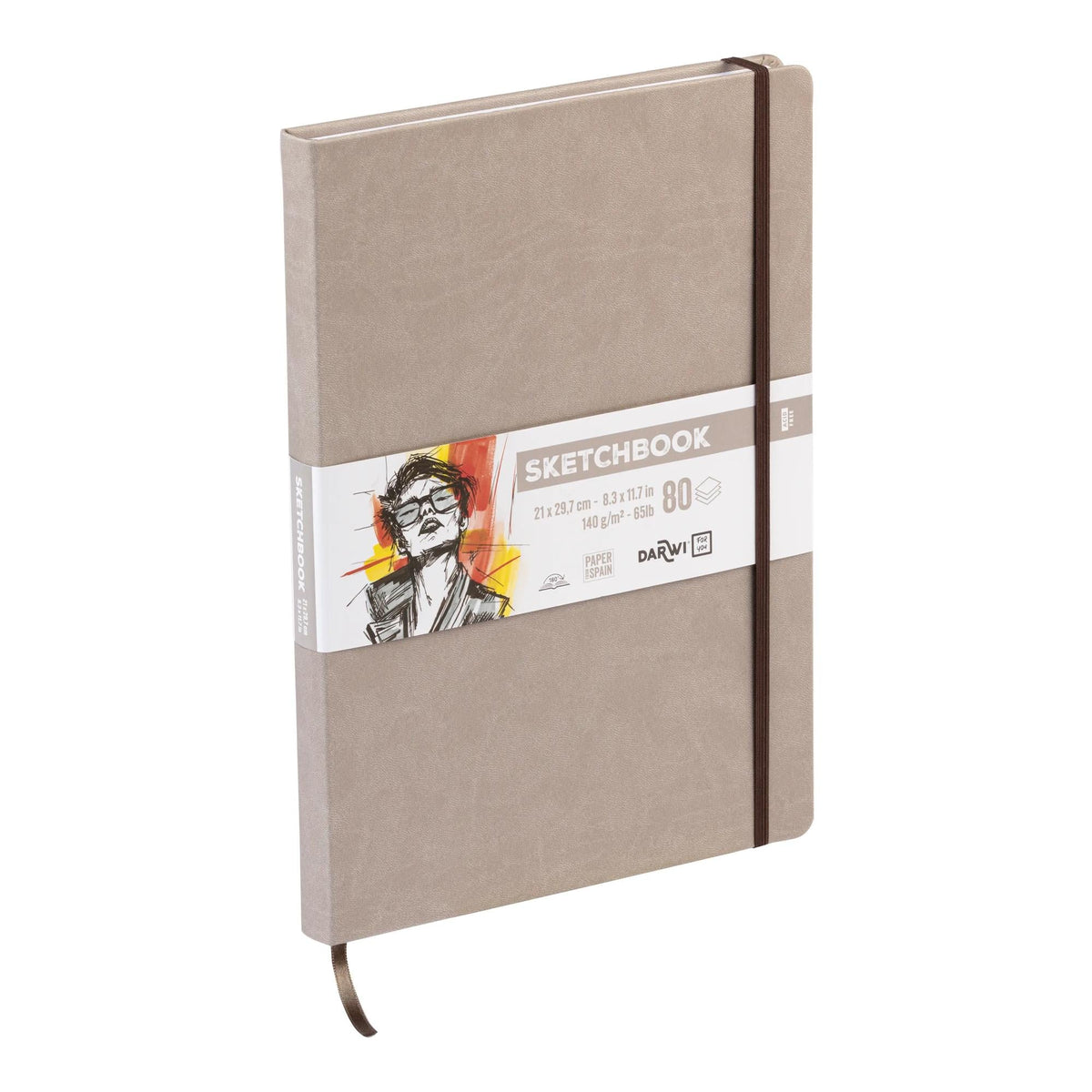 DARWI Taupe Sketch Pad A4, 140 g, 80 Sheets