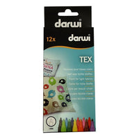 DARWI TEX Fabric Paint Markers, 12 x 3 ml Set