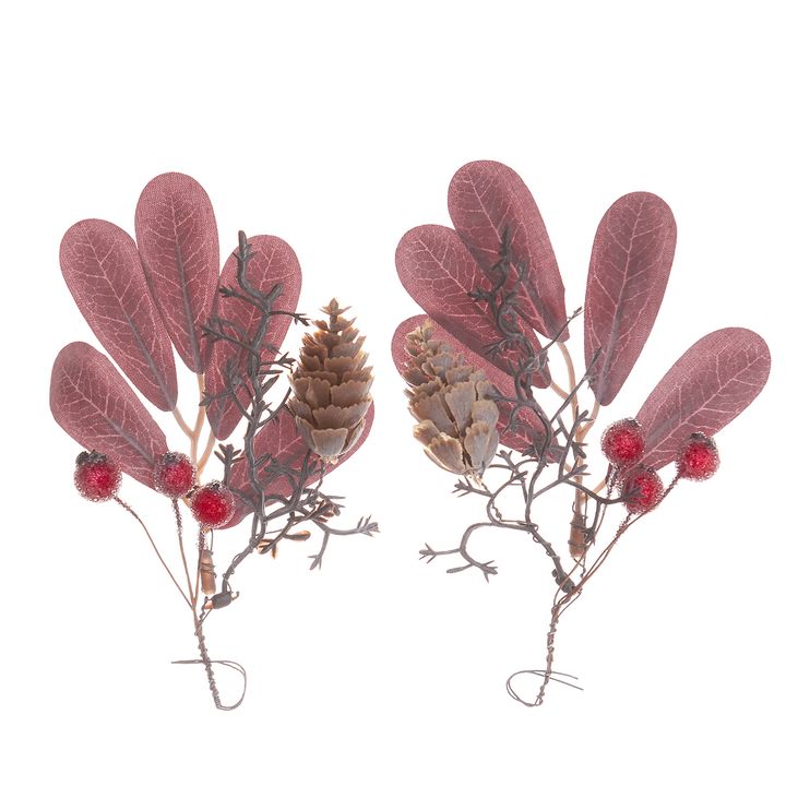 Decorative Branches with Red Berries, 2 pcs