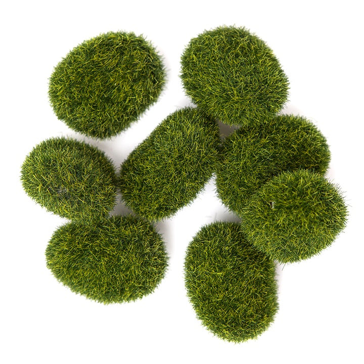Decorative Moss Stones, Set of 8
