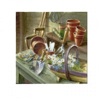 Decoupage Napkin Daisies in Garden Shed - 1 pc