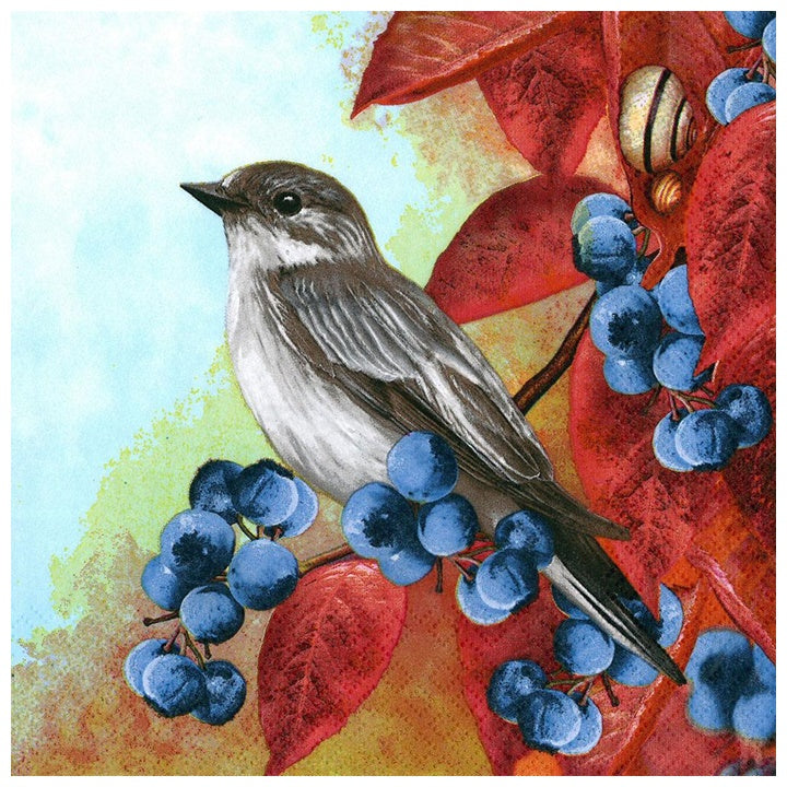 Decoupage Napkins Bird on Blackthorn - 1 pc