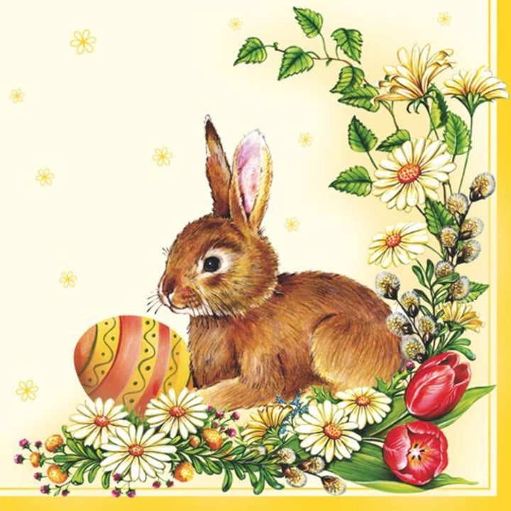 Decoupage Napkins Easter Egg and Hare Yellow - 1 pc