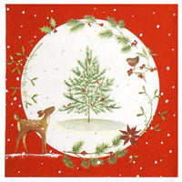 Decoupage Napkins Fawn with Christmas Tree - 1 pc