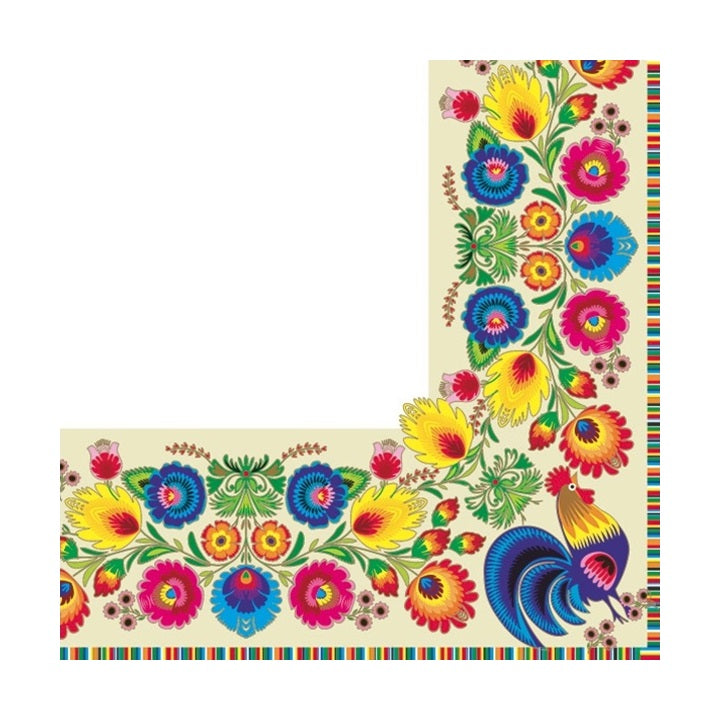 Decoupage Napkins – Folk White & Cream – 1 pc