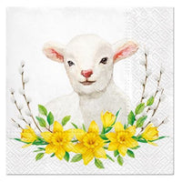 Decoupage Napkins Lamb with Wreath - 1 pc