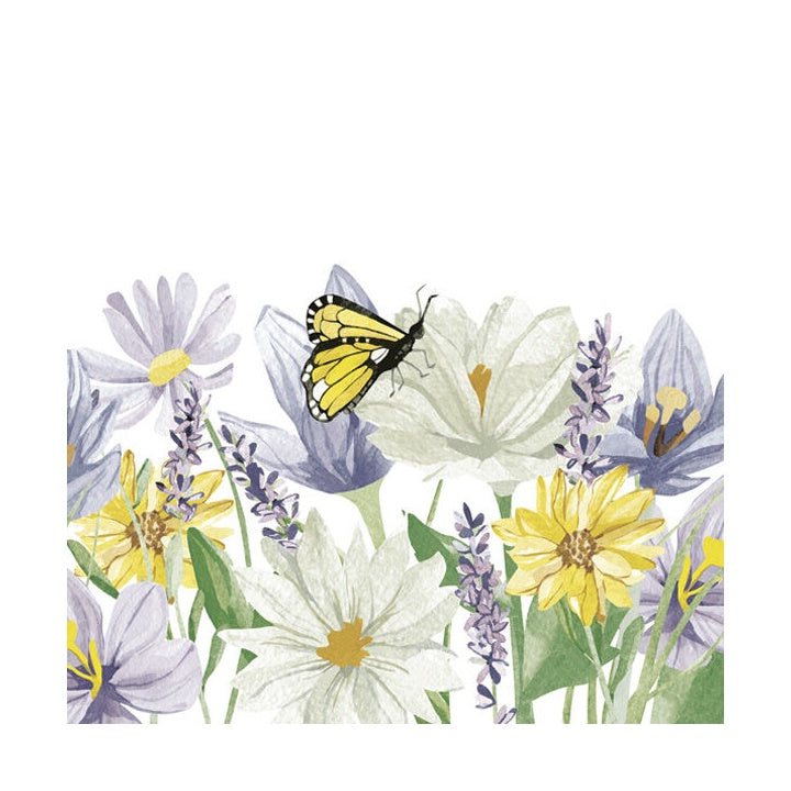 Decoupage Napkins - Pastel Garden Flowers with Butterflies - 1 pc