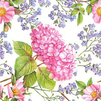Decoupage Napkins Pink Hydrangea and Forget-Me-Not Flowers - 1 pc