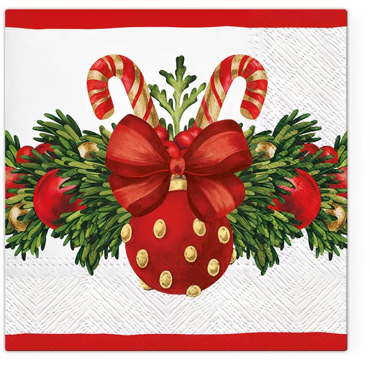 Decoupage Napkins Red Christmas Bauble - 1 pc