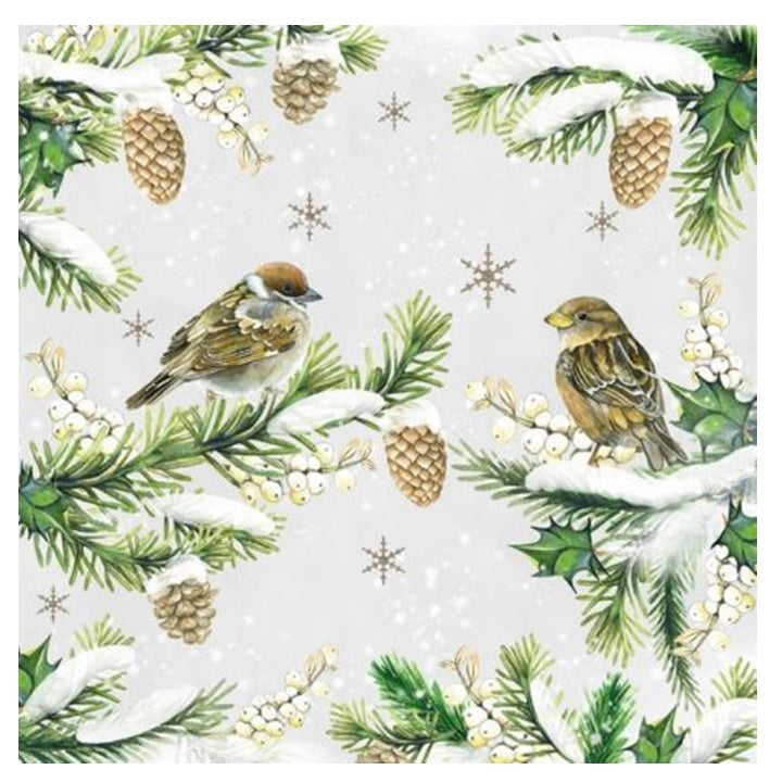 Decoupage Napkins Sparrows in Snow - 1 pc
