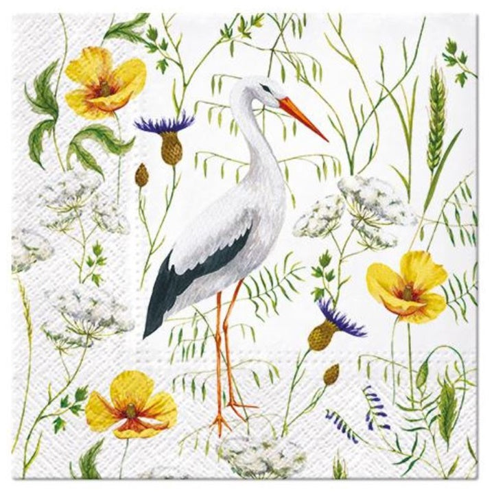Decoupage Napkins Stork in Grassland - 1 pc