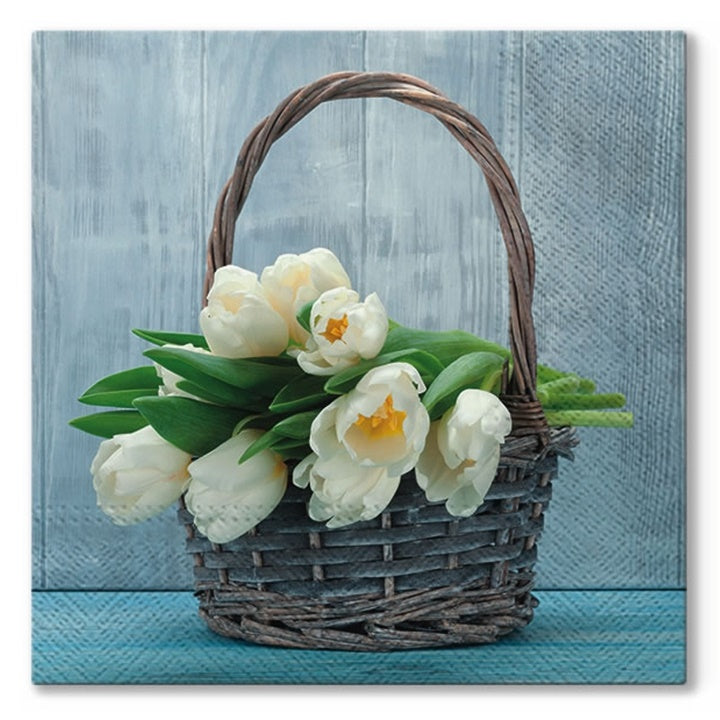 Decoupage Napkins Tulips in the Basket - 1 pc
