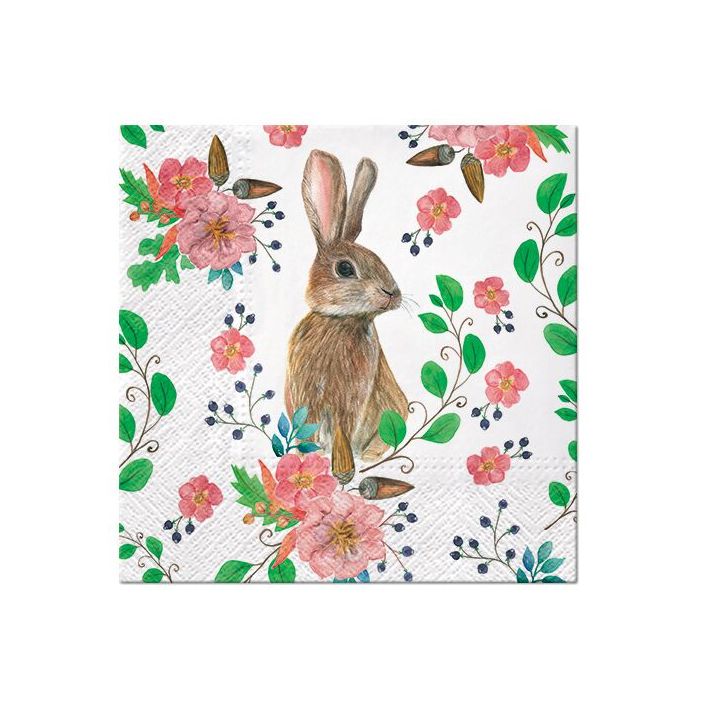 Декупажни салфетки - Rabbit Berries  - 1бр. — изображение 1