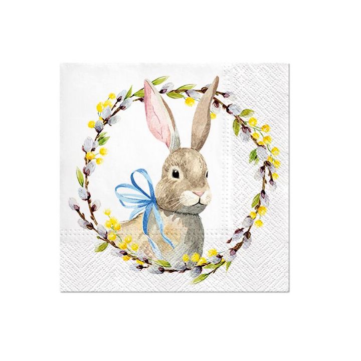Декупажни салфетки - Rabbit with Catkins  - 1бр. — изображение 1