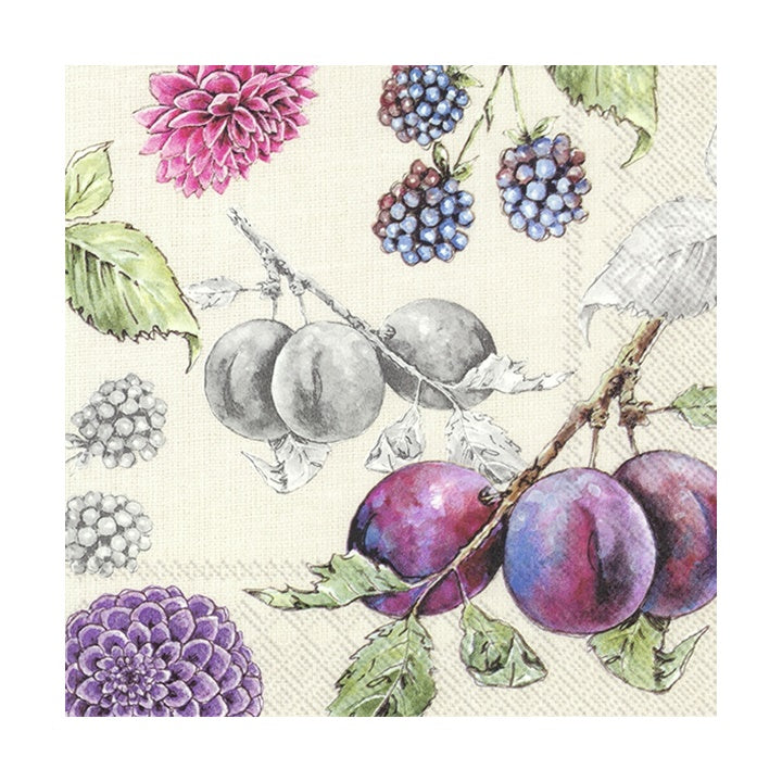 Delicious Plums Eco Decoupage Napkin - 1 pc