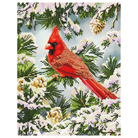 Diamond Painting - Red Cardinal in Winter 35.5 x 45.5