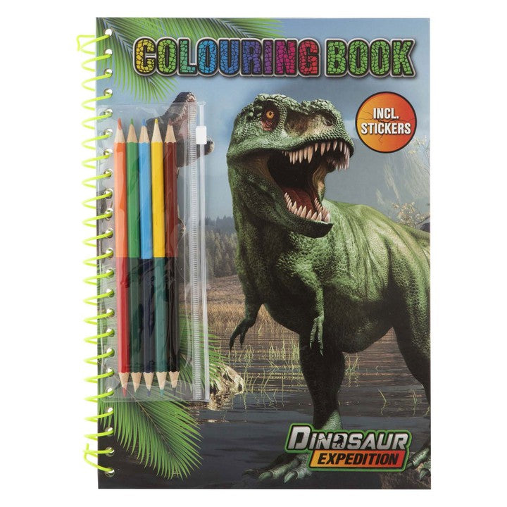 Dino A4 Coloring Book with Stickers and Pencils, image 1