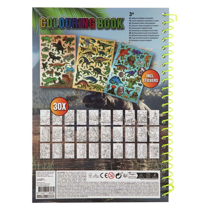 Dino A4 Coloring Book with Stickers and Pencils, image 2