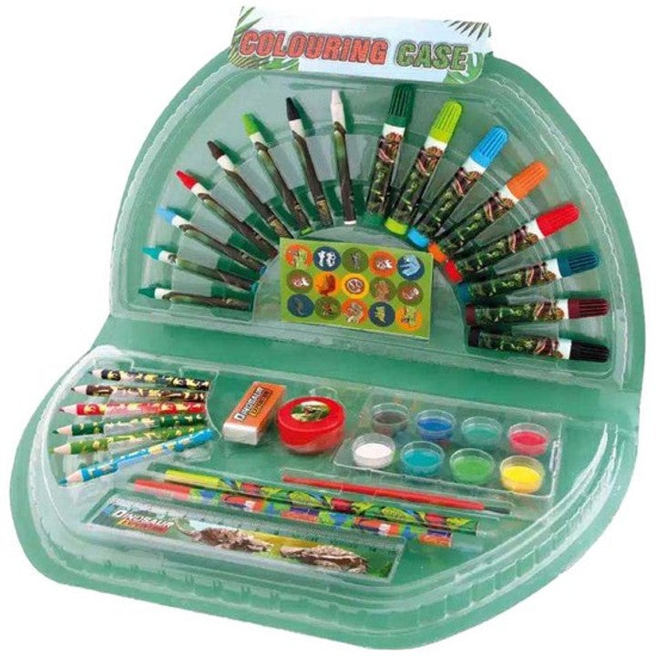 Dino Half-Round Coloring Case, 51-Piece Set