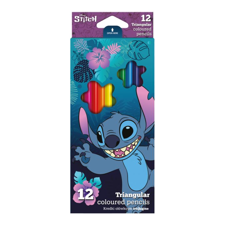 Disney Stitch Triangular Colored Pencils, Set of 12