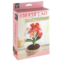 DIY Crochet Kit, Flower Pot with Pink Flowers