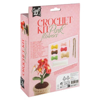 DIY Crochet Kit, Flower Pot with Pink Flowers