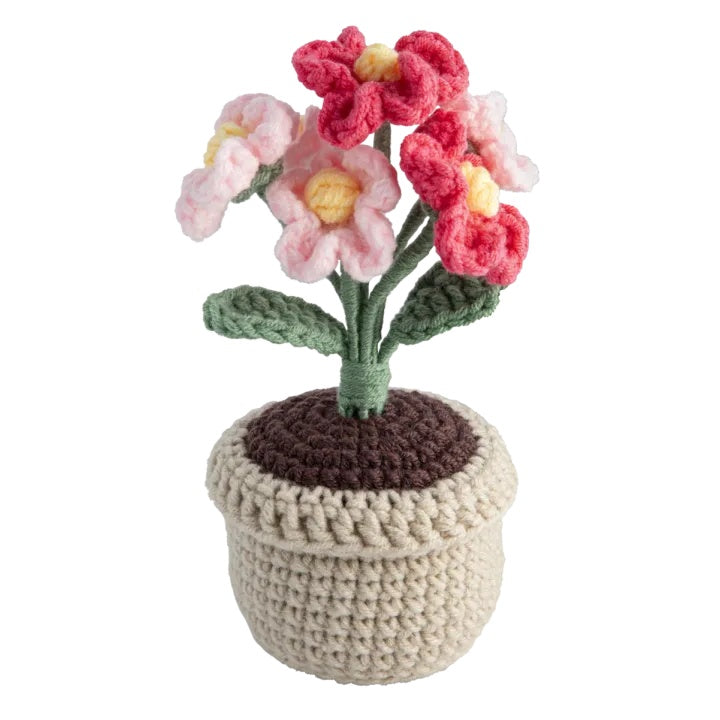 DIY Crochet Kit, Flower Pot with Pink Flowers