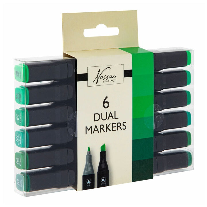 Double-Sided Markers Set of 6, Green
