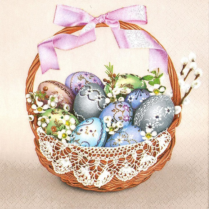 Easter Decoupage Napkins - Traditional Easter Basket - 1 pc