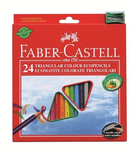 ECO Triangular Colored Pencils, Standard Set of 24 Colors