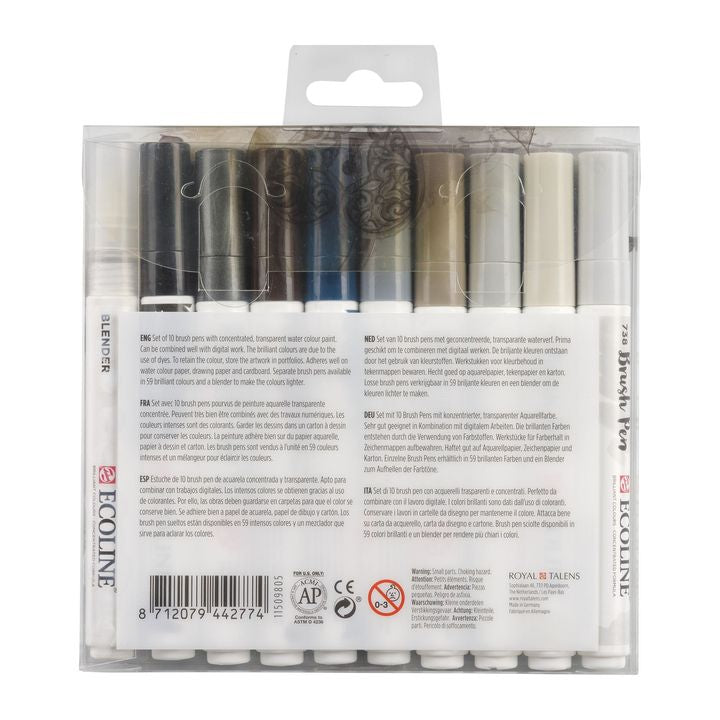 Ecoline Brush Pen Grays Watercolor Pens