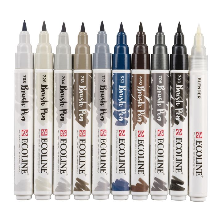 Ecoline Brush Pen Grays Watercolor Pens
