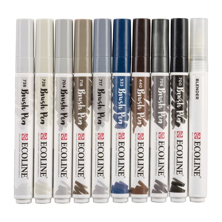 Ecoline Brush Pen Grays Watercolor Pens