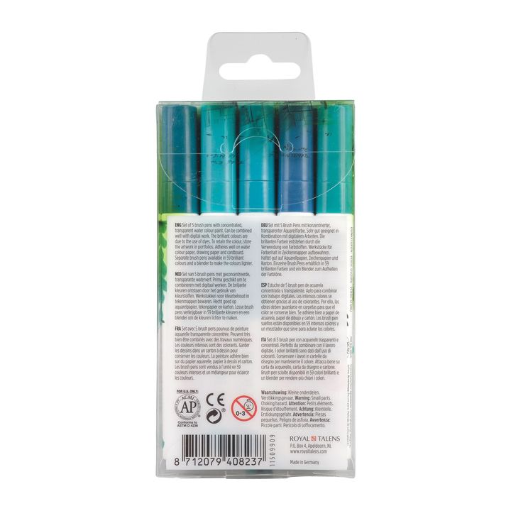 Ecoline Brush Pens, Green Blue