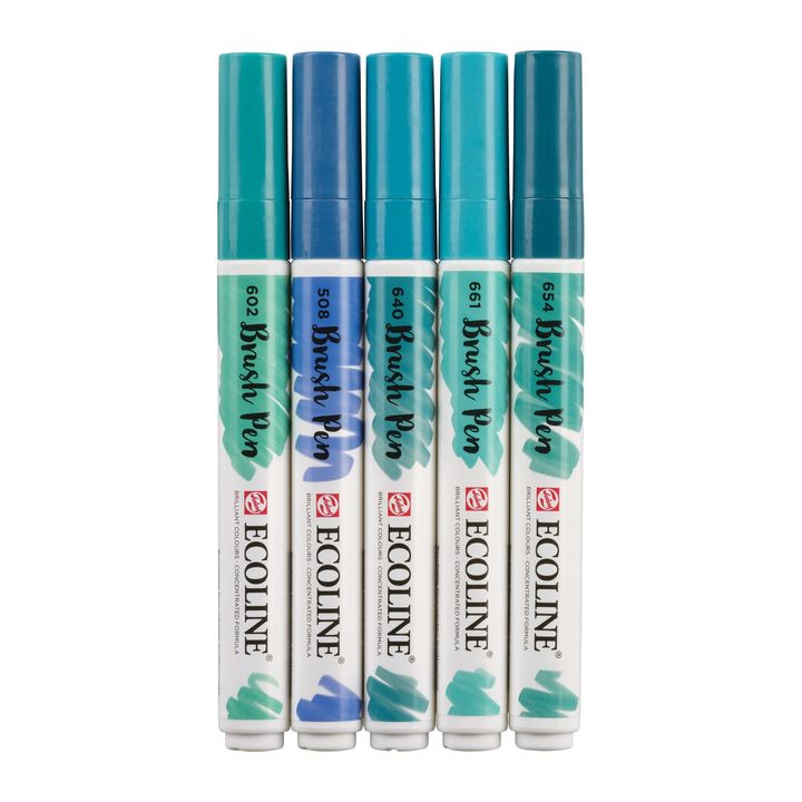 Ecoline Brush Pens, Green Blue