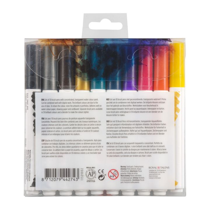 Ecoline Dark Watercolor Brush Pens