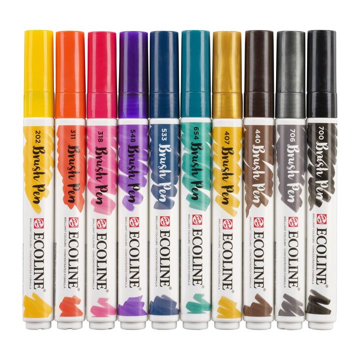 Ecoline Dark Watercolor Brush Pens