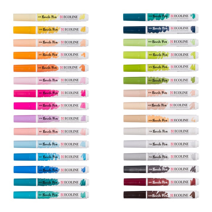 Ecoline Watercolor Brush Pens, Set of 30
