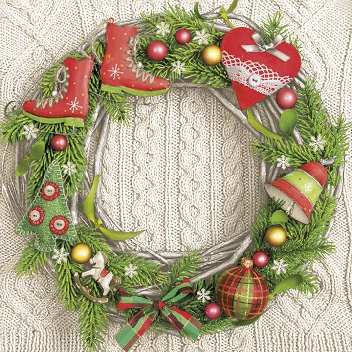 Еко салфетка за декупаж Classic Garland on Wool Pattern - 1 брой — изображение 1