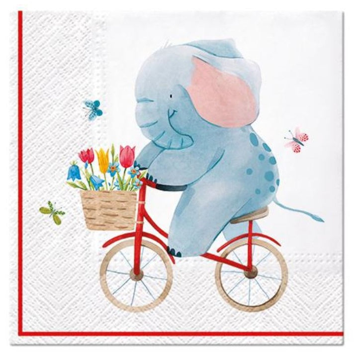 Elephant on Bike Decoupage Napkins - 1 pc