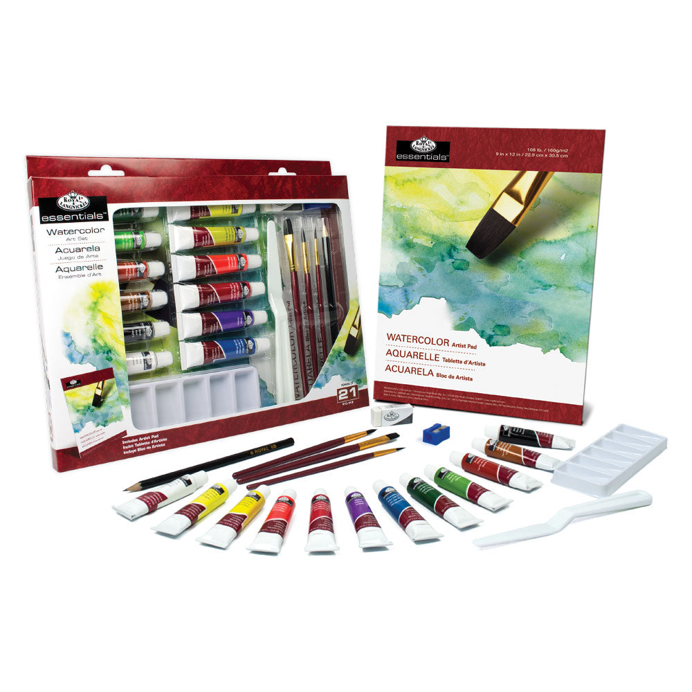 Essentials Watercolor Set in Paper Box, 21-Piece