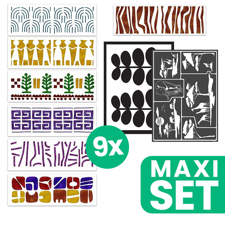 ETHNO Painting Stencil Collection, Set of 9