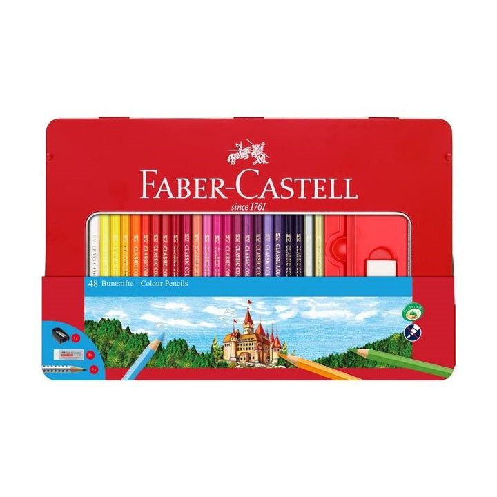 Faber-Castell Colored Pencils, Set of 48, in a Tin with Window