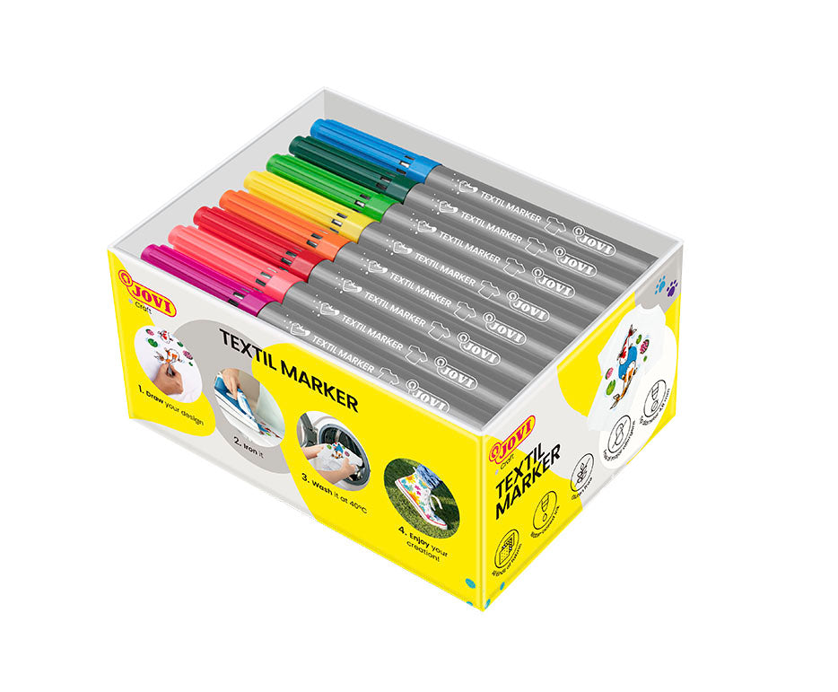 Fabric Markers JOVI Jovidecor Textil with Brush Tip – 48 pcs / 12 Colors