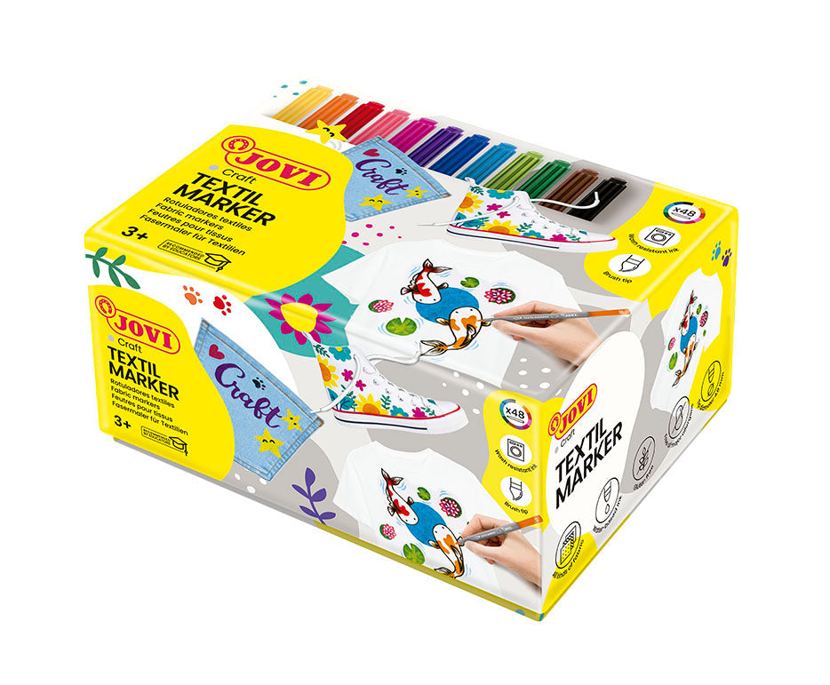 Fabric Markers JOVI Jovidecor Textil with Brush Tip – 48 pcs / 12 Colors