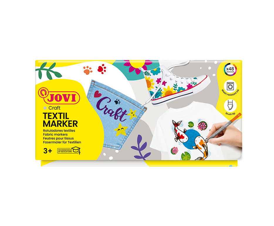 Fabric Markers JOVI Jovidecor Textil with Brush Tip – 48 pcs / 12 Colors