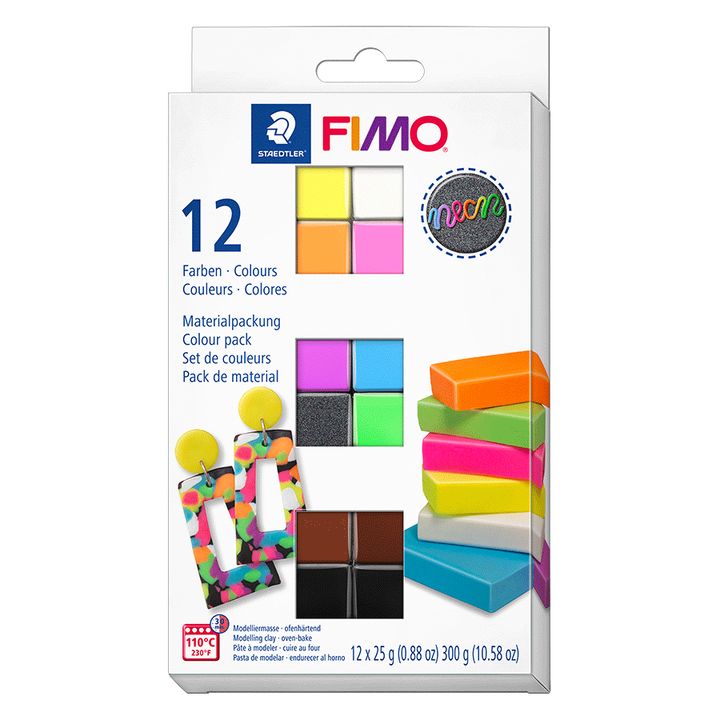 FIMO Effect Polymer Clay Set, Neon Colors, 12x25 g
