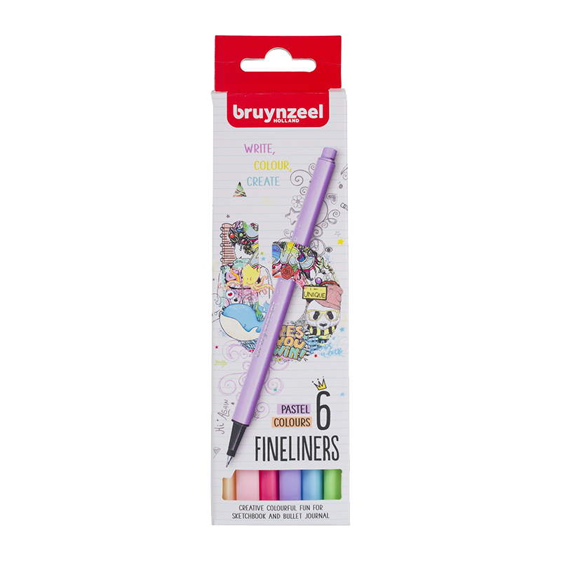 Fineliner Set Bruynzeel Pastel – 6 pcs / 0.4 mm