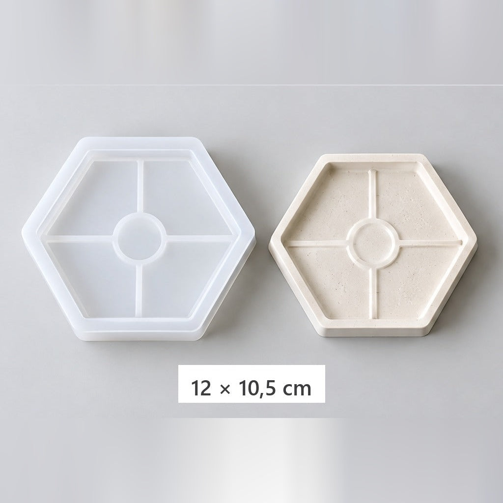 Flexible Silicone Casting Mold for Trays and Coasters – hexagonal tray – 12 × 10.5 cm