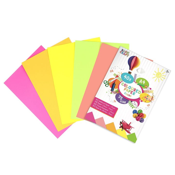 Fluorescent Colored Paper A4 Set of 40
